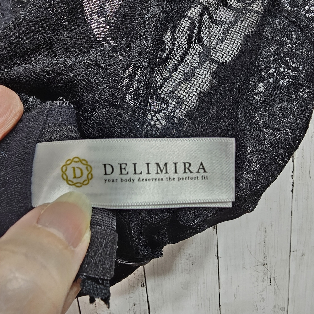 DELIMIRA W578 Women's Black Lace Minimizer Full Figure Bra Underwire Size 36I. - Picture 6 of 7